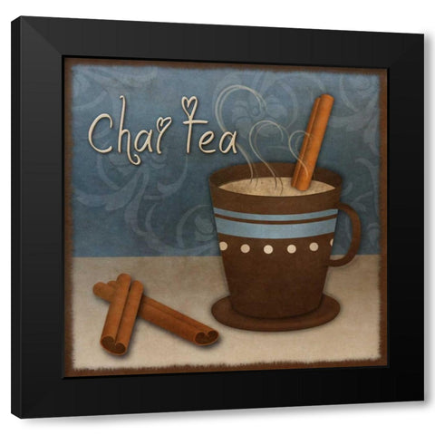 Chai Tea Black Modern Wood Framed Art Print by SD Graphics Studio