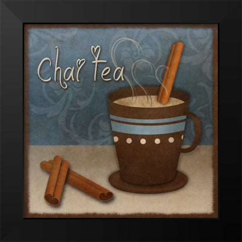 Chai Tea Black Modern Wood Framed Art Print by SD Graphics Studio