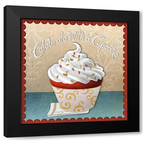Cupcake II Black Modern Wood Framed Art Print with Double Matting by SD Graphics Studio