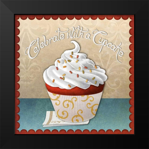 Cupcake II Black Modern Wood Framed Art Print by SD Graphics Studio