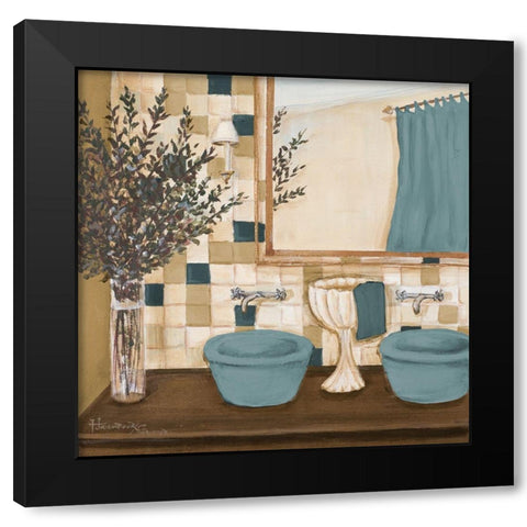 Blue Zen Bath I Black Modern Wood Framed Art Print with Double Matting by Hakimipour-Ritter