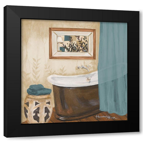 Blue Zen Bath II Black Modern Wood Framed Art Print by Hakimipour-Ritter