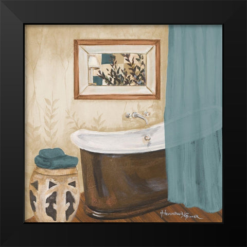 Blue Zen Bath II Black Modern Wood Framed Art Print by Hakimipour-Ritter