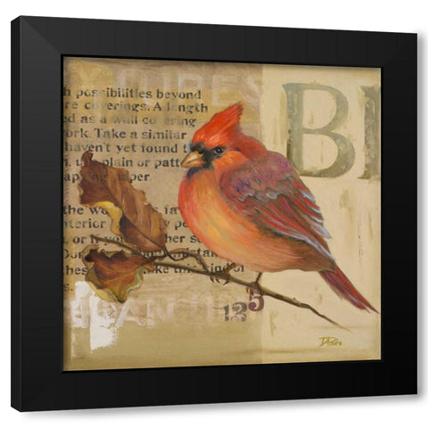 Red Love Birds I Black Modern Wood Framed Art Print by Pinto, Patricia