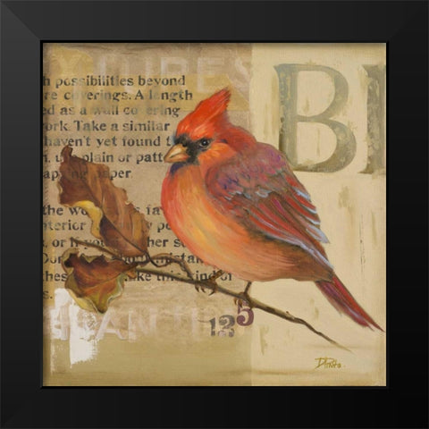 Red Love Birds I Black Modern Wood Framed Art Print by Pinto, Patricia