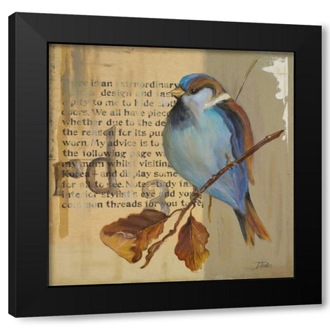 Blue Love Birds I Black Modern Wood Framed Art Print by Pinto, Patricia