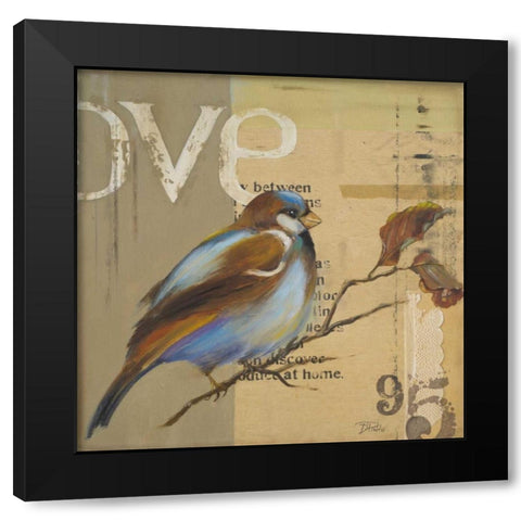 Blue Love Birds II Black Modern Wood Framed Art Print by Pinto, Patricia