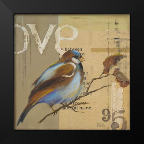 Blue Love Birds II Black Modern Wood Framed Art Print by Pinto, Patricia