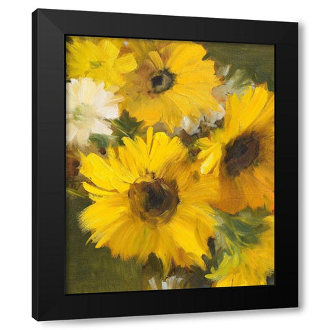 Bright Yellow Sunflowers Black Modern Wood Framed Art Print with Double Matting by Loreth, Lanie