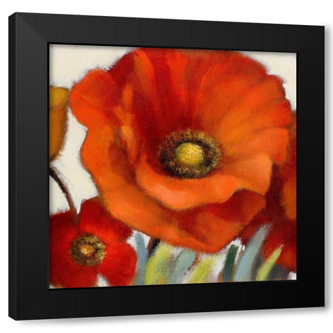 Poppy Splendor Square 1(Closeup) Black Modern Wood Framed Art Print with Double Matting by Loreth, Lanie
