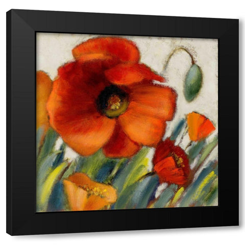 Poppy Splendor Square II  Black Modern Wood Framed Art Print with Double Matting by Loreth, Lanie