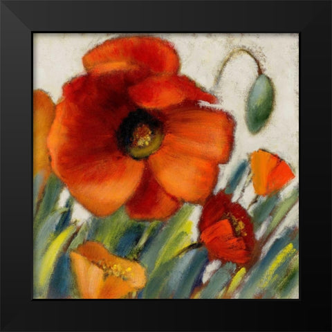 Poppy Splendor Square II  Black Modern Wood Framed Art Print by Loreth, Lanie