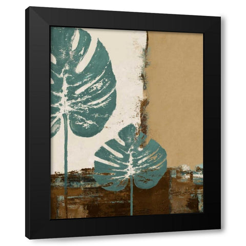 Blue Leaves I Black Modern Wood Framed Art Print by Pinto, Patricia
