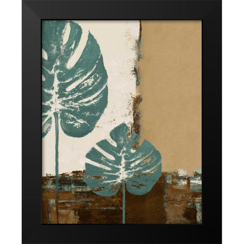 Blue Leaves I Black Modern Wood Framed Art Print by Pinto, Patricia