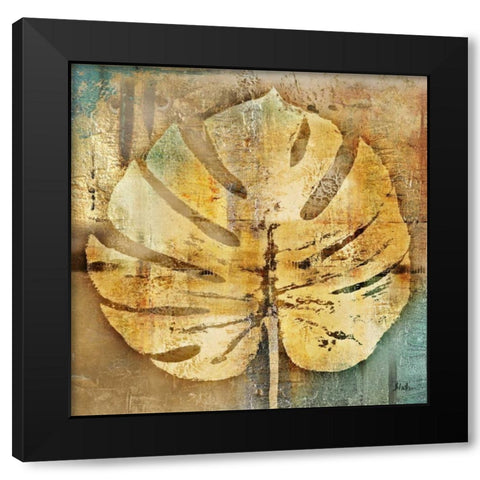 Gold Leaves I Black Modern Wood Framed Art Print by Pinto, Patricia