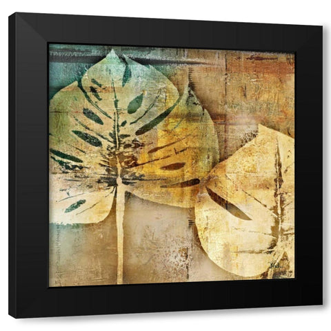 Gold Leaves II Black Modern Wood Framed Art Print by Pinto, Patricia