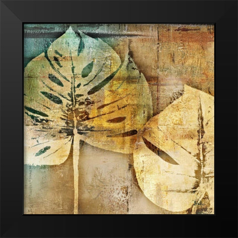 Gold Leaves II Black Modern Wood Framed Art Print by Pinto, Patricia