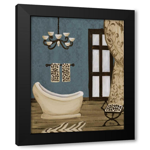 Blue Beach Bath III Black Modern Wood Framed Art Print with Double Matting by Ritter, Gina
