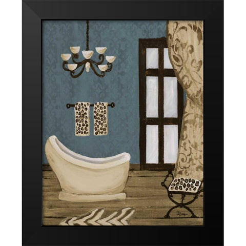 Blue Beach Bath III Black Modern Wood Framed Art Print by Ritter, Gina