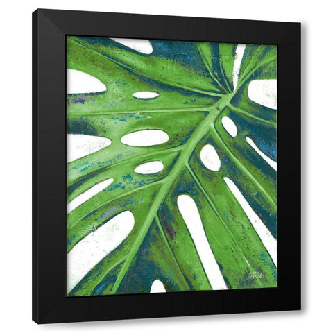 Tropical Leaf with Blue I Black Modern Wood Framed Art Print by Pinto, Patricia