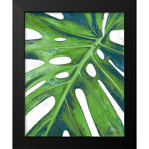 Tropical Leaf with Blue I Black Modern Wood Framed Art Print by Pinto, Patricia