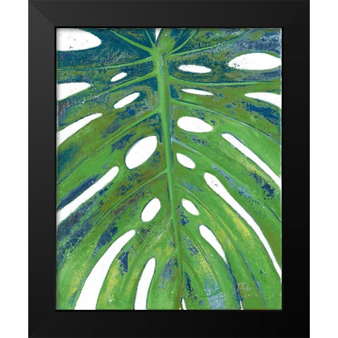 Tropical Leaf with Blue II Black Modern Wood Framed Art Print by Pinto, Patricia
