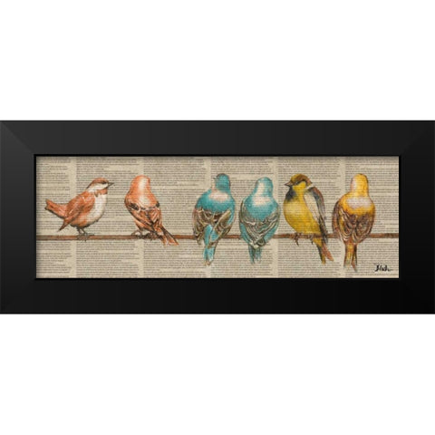 Gleeful Newsprint I Black Modern Wood Framed Art Print by Pinto, Patricia