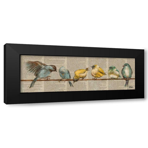 Gleeful Newsprint II Black Modern Wood Framed Art Print with Double Matting by Pinto, Patricia