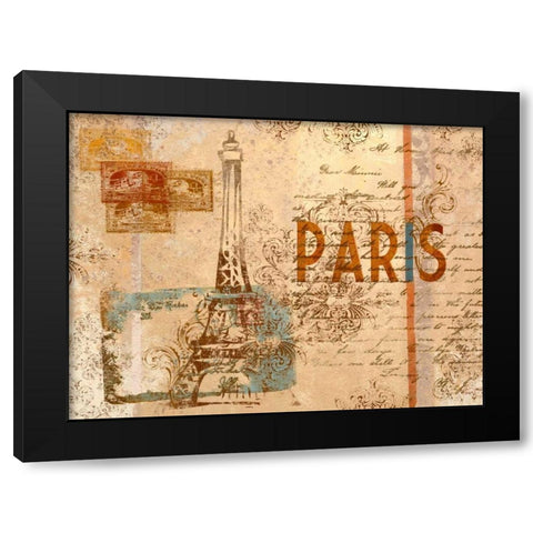 Paris Postcard Black Modern Wood Framed Art Print by SD Graphics Studio
