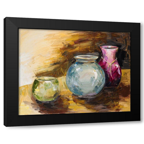 Jeweled Vases Black Modern Wood Framed Art Print by French-Roussia, Heather A.