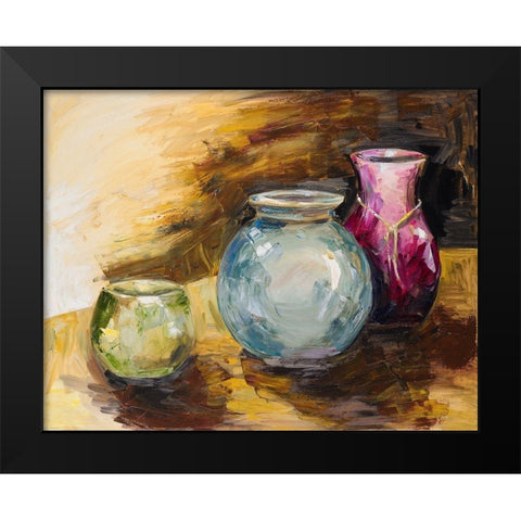 Jeweled Vases Black Modern Wood Framed Art Print by French-Roussia, Heather A.