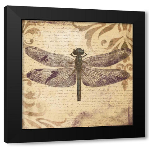 Dragonfly Black Modern Wood Framed Art Print by Pinto, Patricia