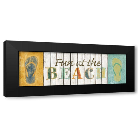 Fun at the Beach Black Modern Wood Framed Art Print by SD Graphics Studio