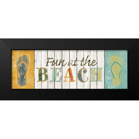 Fun at the Beach Black Modern Wood Framed Art Print by SD Graphics Studio