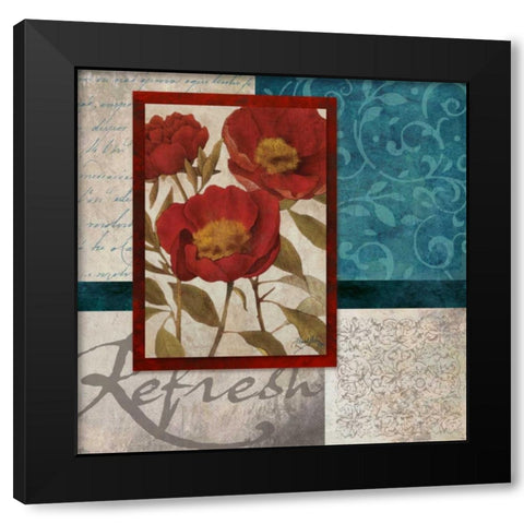 Red Botanicals I Black Modern Wood Framed Art Print with Double Matting by Medley, Elizabeth