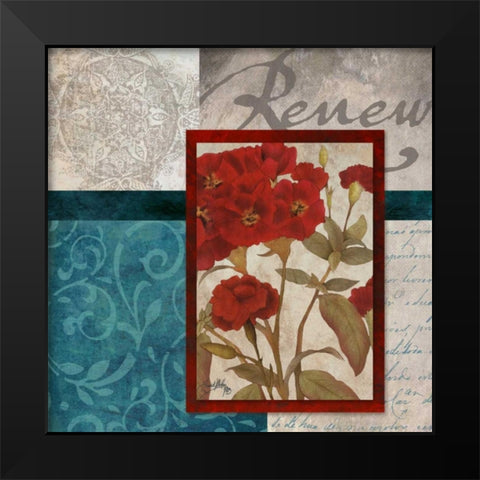 Red Botanicals II Black Modern Wood Framed Art Print by Medley, Elizabeth