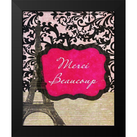 Merci Beaucoup Black Modern Wood Framed Art Print by Spaeth, John