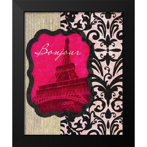 Bonjour Black Modern Wood Framed Art Print by Spaeth, John