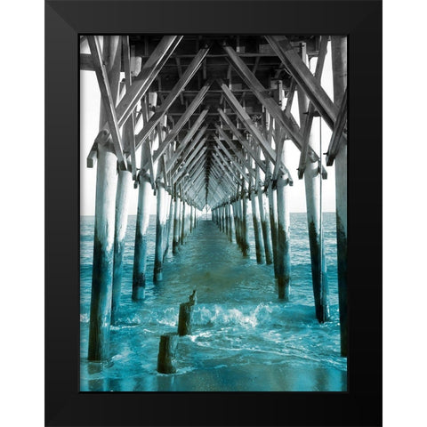 Teal Dock I Black Modern Wood Framed Art Print by Rodriguez, Jairo
