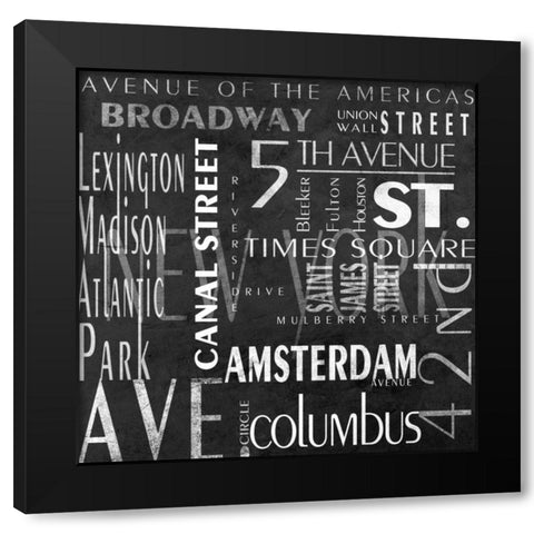 Streets of New York Border Black Modern Wood Framed Art Print by Sundance Studio