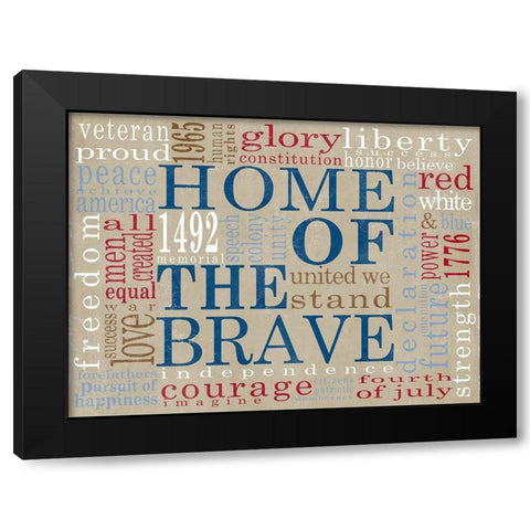 Home of the Brave Black Modern Wood Framed Art Print by SD Graphics Studio