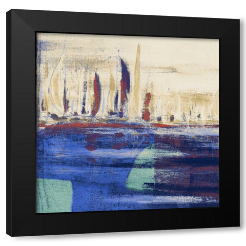 Blue Calm Waters Square I Black Modern Wood Framed Art Print by Kingsley