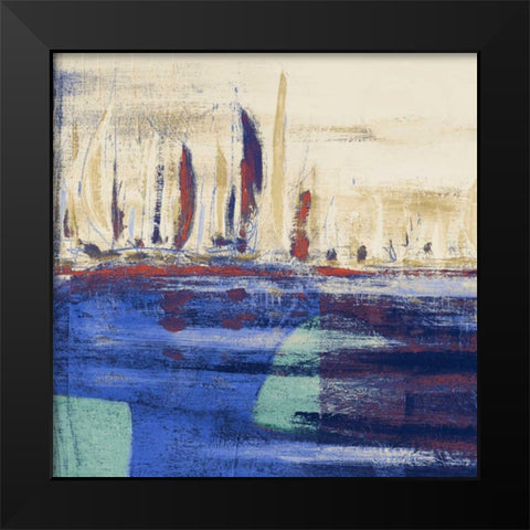 Blue Calm Waters Square I Black Modern Wood Framed Art Print by Kingsley