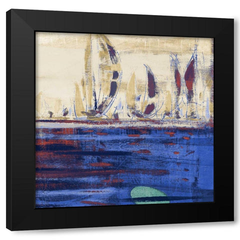 Blue Calm Waters Square II Black Modern Wood Framed Art Print with Double Matting by Kingsley