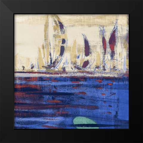 Blue Calm Waters Square II Black Modern Wood Framed Art Print by Kingsley