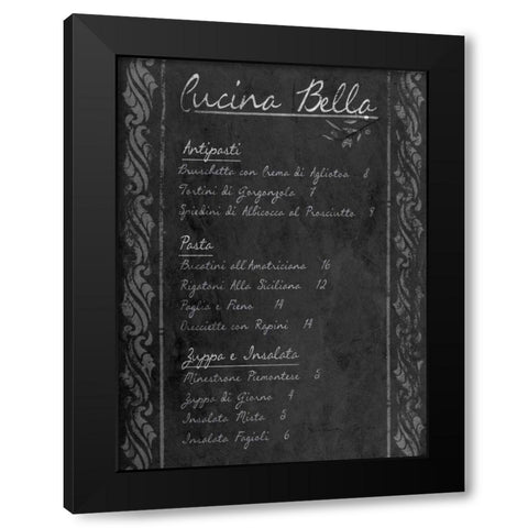 Italian Menu with Border I Black Modern Wood Framed Art Print with Double Matting by Sundance Studio