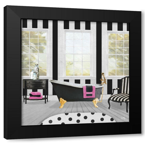 Pop of Pink Bath I Black Modern Wood Framed Art Print by Medley, Elizabeth