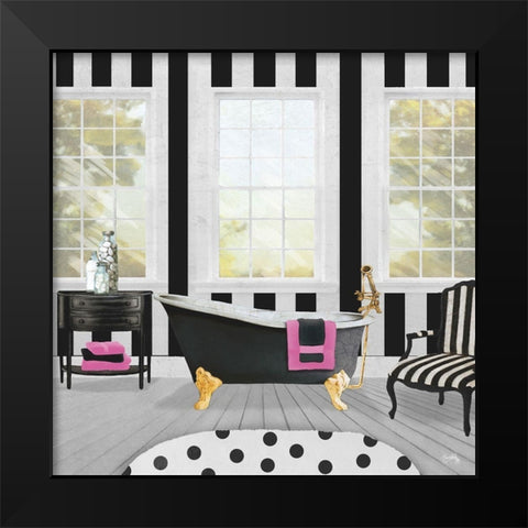 Pop of Pink Bath I Black Modern Wood Framed Art Print by Medley, Elizabeth