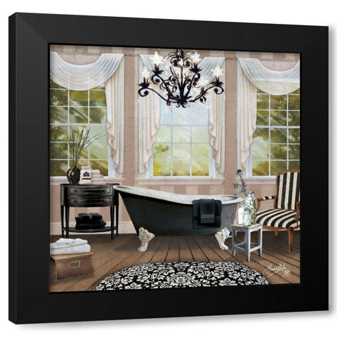 Chandelier Bath I Black Modern Wood Framed Art Print with Double Matting by Medley, Elizabeth