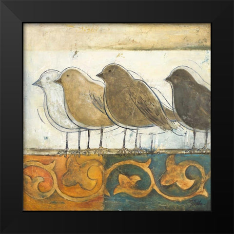 Birds on Damask I Black Modern Wood Framed Art Print by Pinto, Patricia